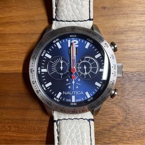 NAUTICA Chronograph Blue Dial A19567G White Band
